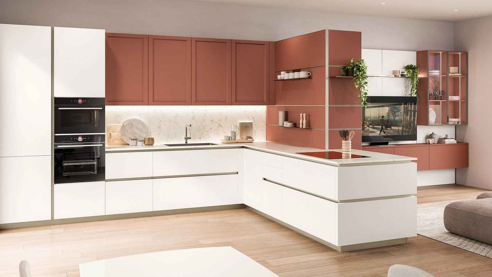 Cucina Moderna con penisola Lounge 02 di Veneta Cucine