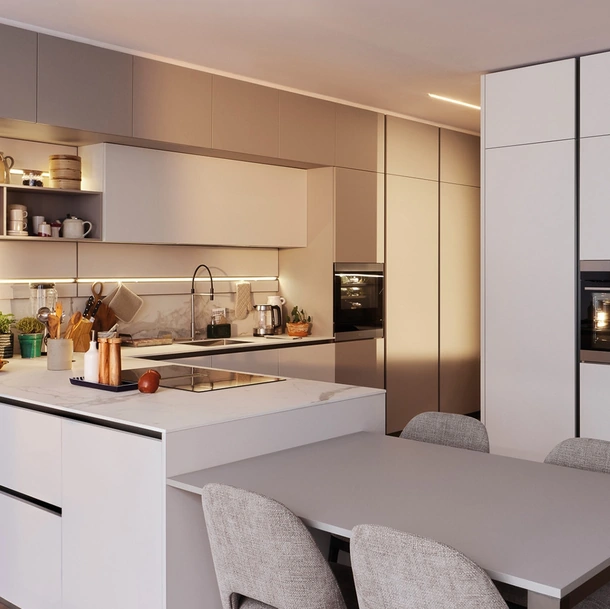 Cucina Moderna con penisola in laccato opaco Lounge 05 di Veneta Cucine