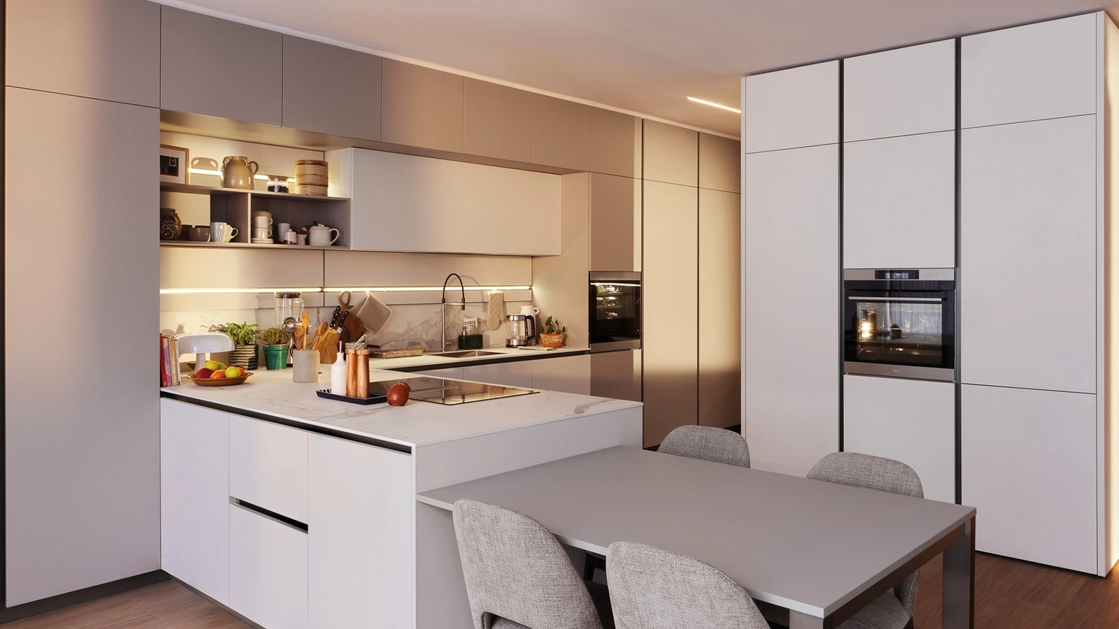 Cucina Moderna con penisola in laccato opaco Lounge 05 di Veneta Cucine