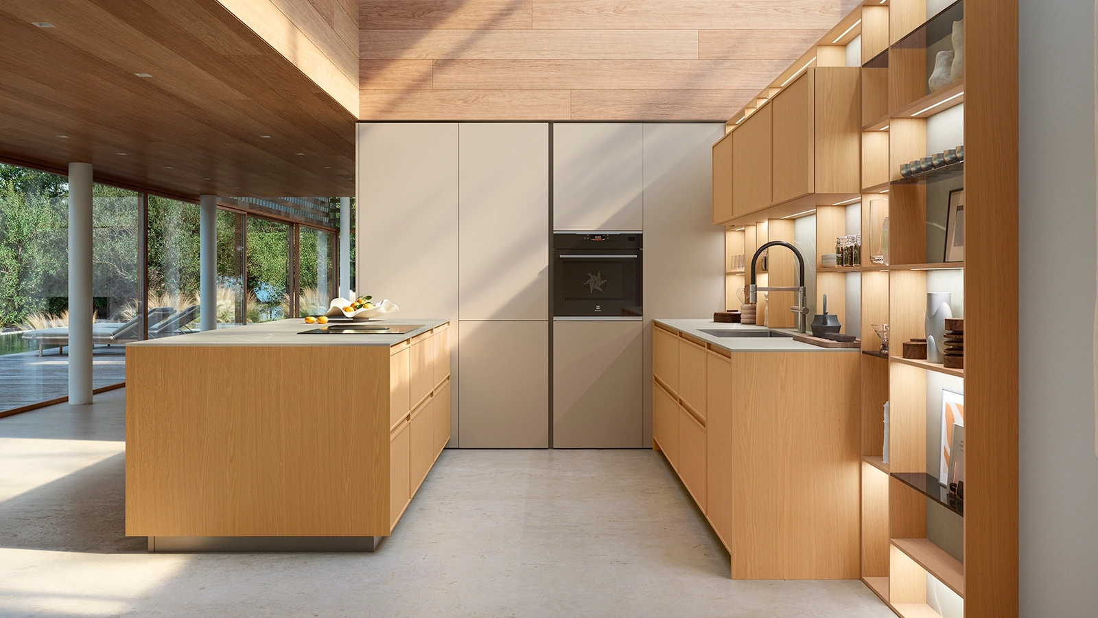 Cucina Moderna con penisola Sakura 08 di Veneta Cucine