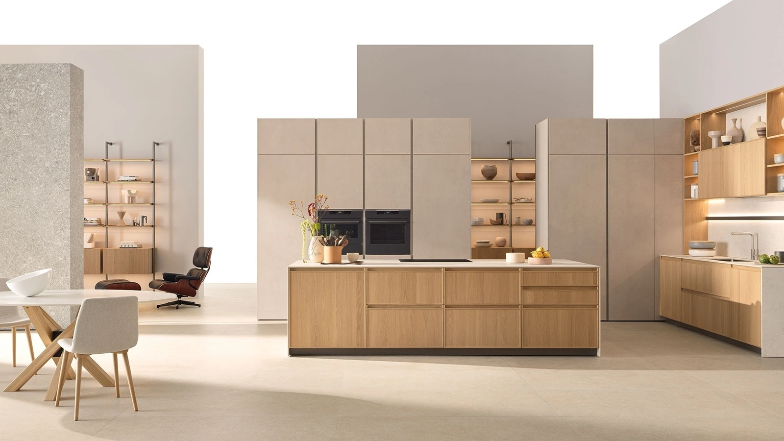 Cucina Moderna con isola Sakura 10 in Rovere Ikebana di Veneta Cucine