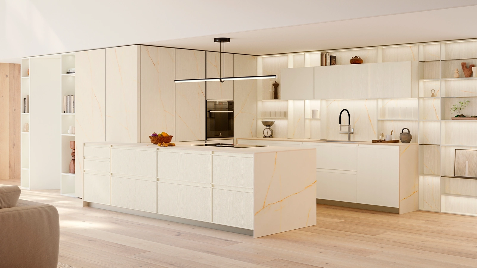 Cucina Moderna Sakura 13 in Frassino laccato Bianco di Veneta Cucine