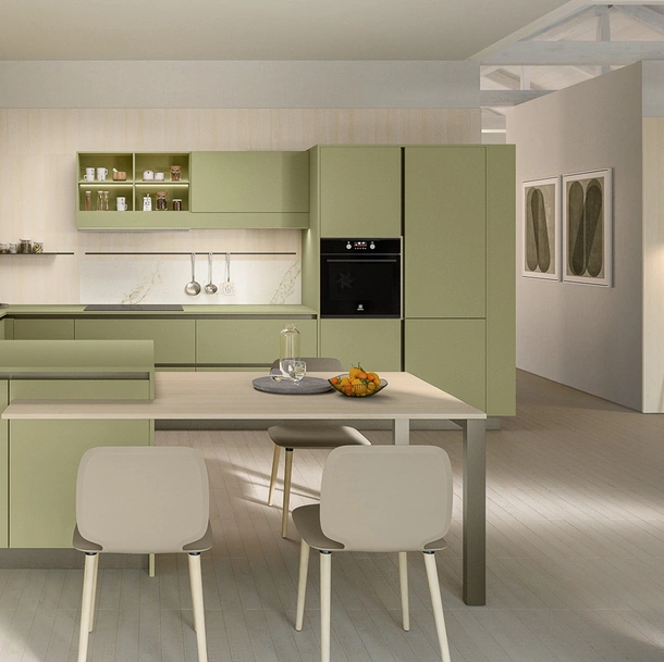 Cucina Moderna con penisola Start-Time J 04 di Veneta Cucine