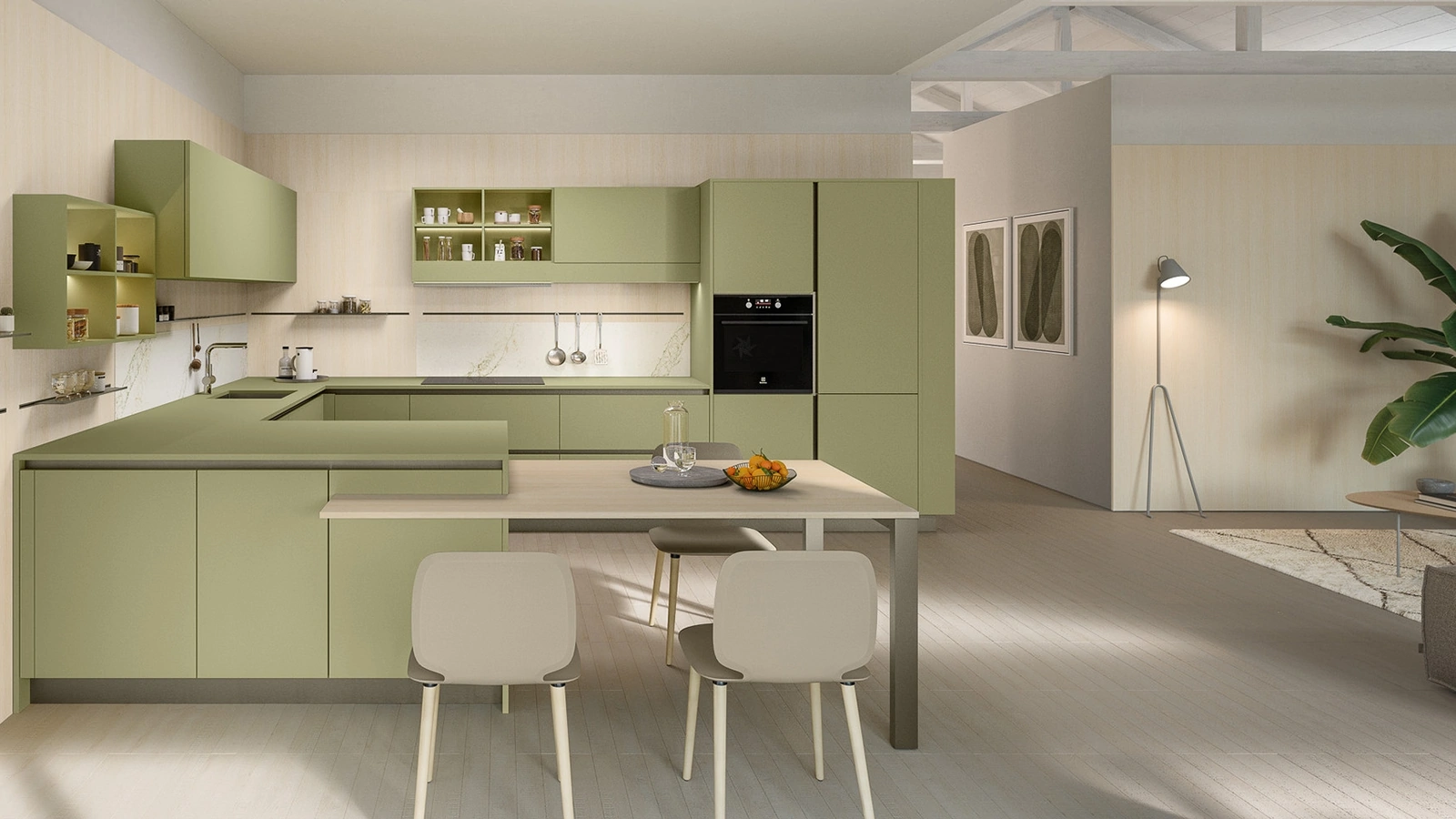 Cucina Moderna con penisola Start-Time J 04 di Veneta Cucine