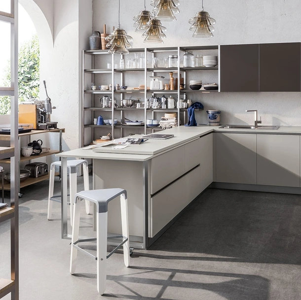 Cucina Moderna Start-Time J 09 finitura Antracite e Grigio di Veneta Cucine