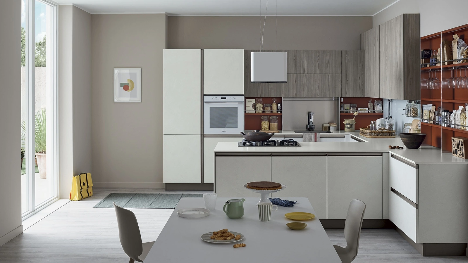 Cucina Moderna con penisola Start-Time Presa 06 di Veneta Cucine