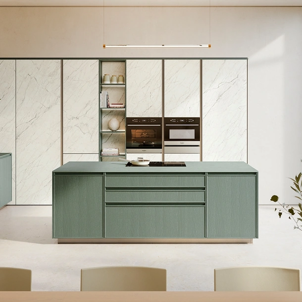 Cucina Moderna con isola Sakura 01 in frassino laccato di Veneta Cucine
