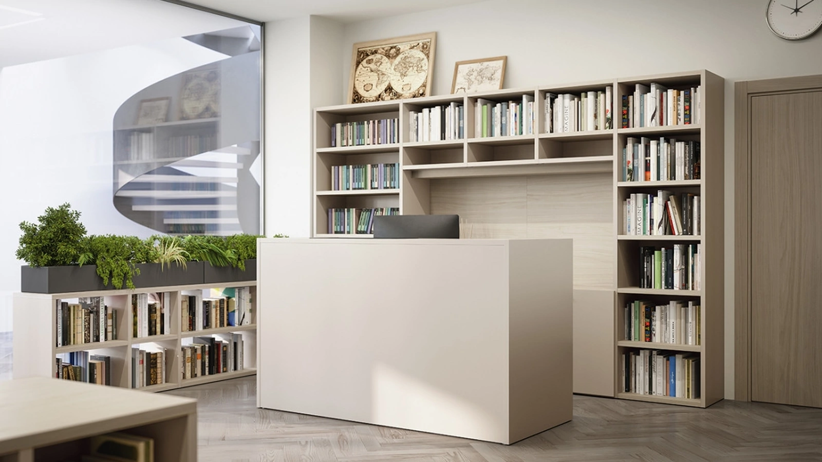 Bancone Reception 16A in melaminico Nuvola Cinquanta3